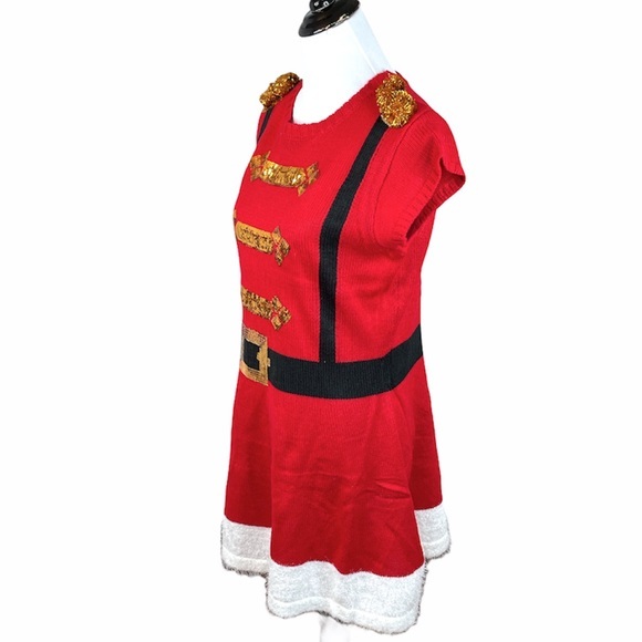 It’s Our Time Soldier Knit Sweater Dress Red White Size Large - Picture 2 of 9